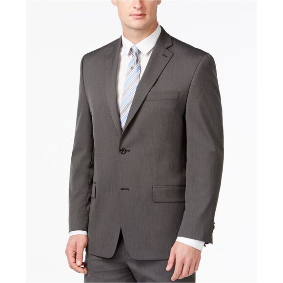 Michael Kors Mens Suit Two Button Blazer Jacket, gray, 44...